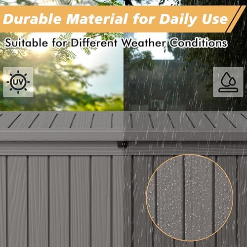 fancyango 220 gallon large outdoor storage deck box, side view