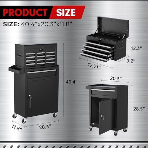 intergreat rolling tool chest, 5-drawer tool box organizer, close-up detail