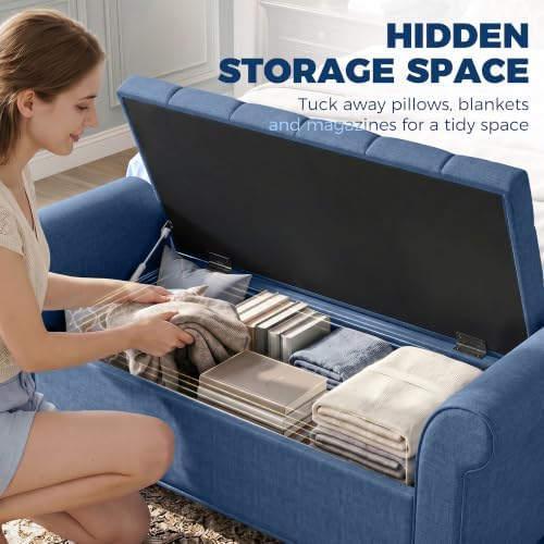 homcom 47" storage ottoman end of bed bench, side view
