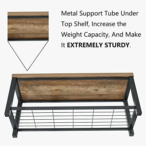 foluban entryway bench, modern shoe storage bench, rustic, side view