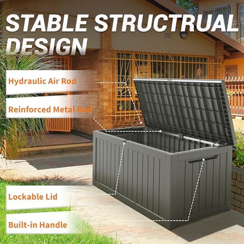 outdoor storage box waterproof, 280 gallon deck box, close-up detail