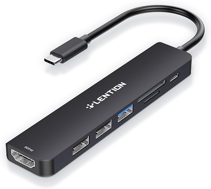 LENTION USB C Hub with 100W Charging, 4K@60Hz HDMI, Dual Card Reader, USB 3.0 & by LENTION