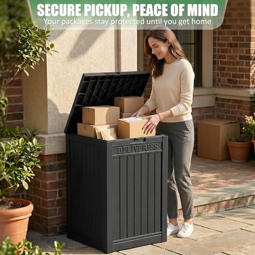 easyup package delivery boxes for outside, 90 gallon on a desk or shelf