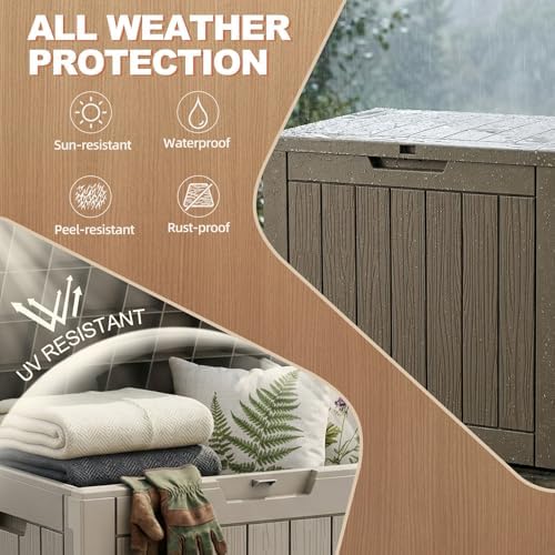 efu outdoor storage box 42 gallon deck box shown in use