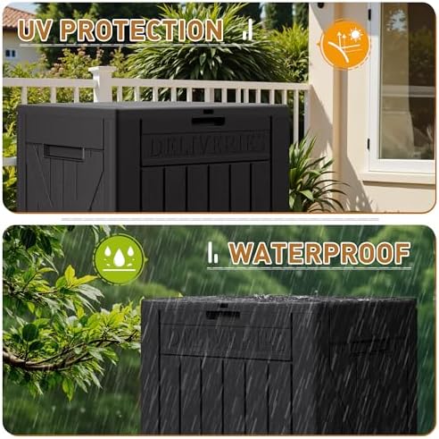 devoko 48 gallon package delivery box outdoor secure showing dimensions