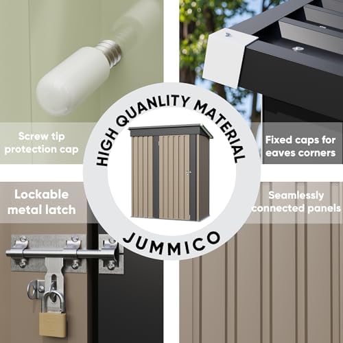 jummico metal outdoor storage shed 5 x 3, side view