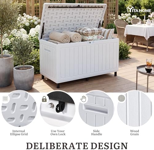 yitahome 90 gallon outdoor double-wall deck box w/6, close-up detail