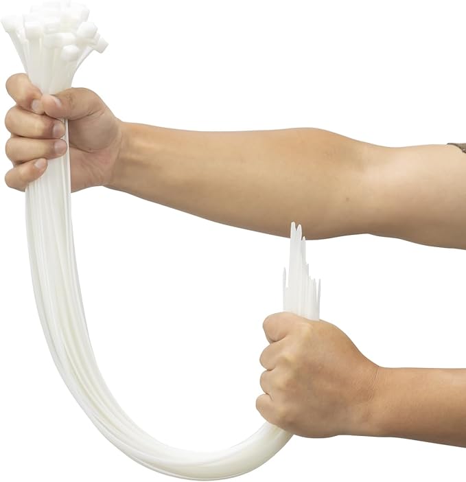 XINGO 26 inch White Zip Ties Heavy Duty 100 Pack, 200 lbs Ultra Strong Plastic by XINGO
