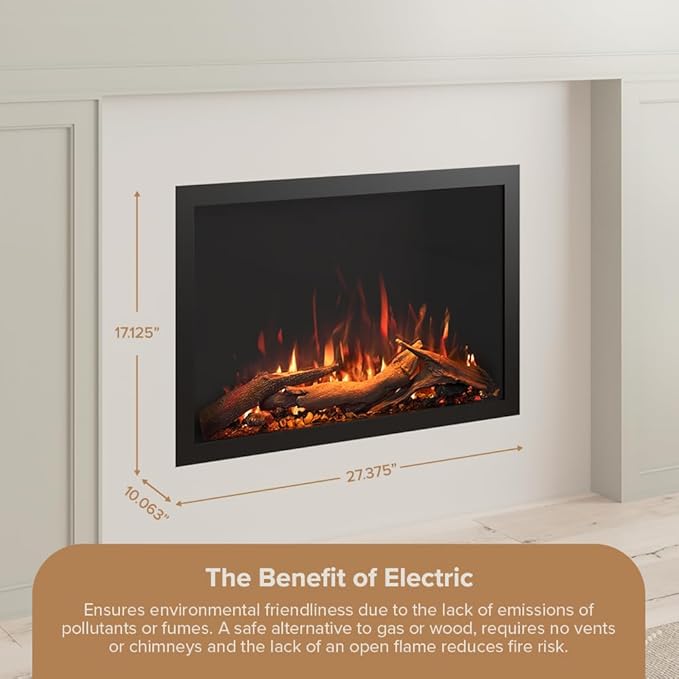 Modern Ember Highmark Traditional 26 Inch Built-in Smart Electric Fireplace - Image 6