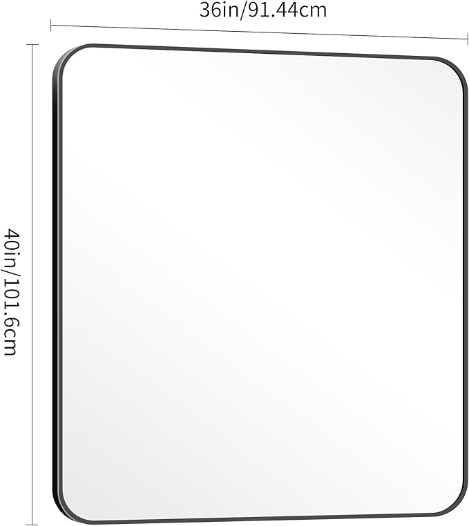 40" x 36"Bathroom Mirror, Matte Black Wall Mirror - Image 6