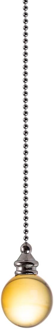 Ceiling Fan Pull Chain, 2pcs 30mm Diameter Yellow Crystal Ball Fan Pull Chain, 20 Inches Fan Pulls Set with Connector Ceiling Fan Pull Chain Ornaments Lighting Accessories