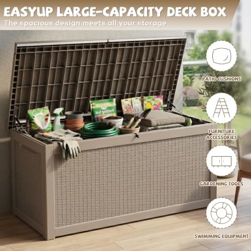 easyup 350 gallon deck box outdoor storage box, side view