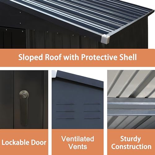 veikou 8x10ft outdoor storage shed with thickened galvanized, package contents