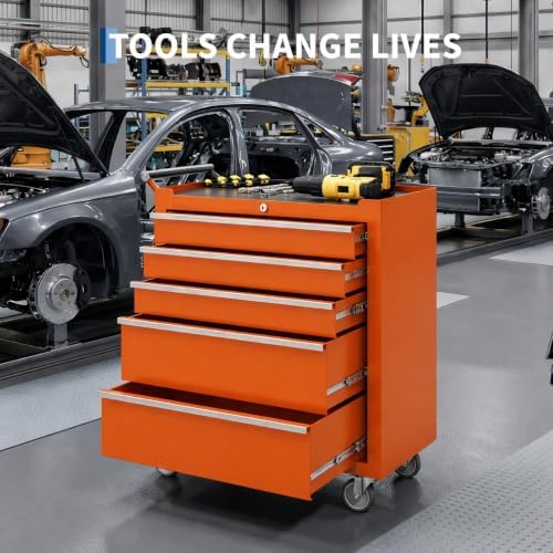 garvee rolling tool chest, 5 drawers tool storage on a desk or shelf