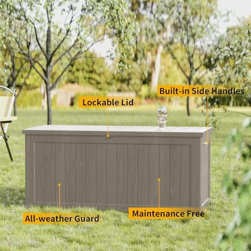 outdoor storage box waterproof, 270 gallon lockable resin, package contents