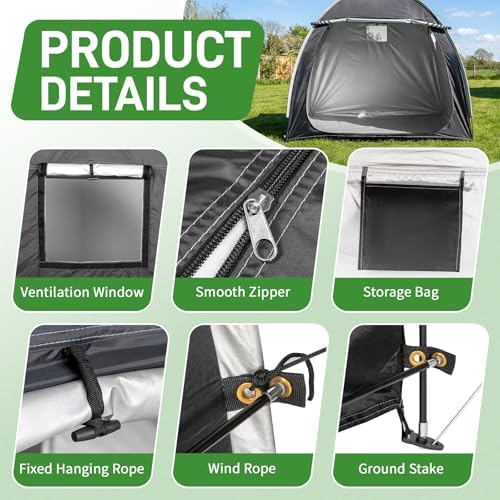 outvita outdoor portable bicycle storage sheds for 2-3, side view