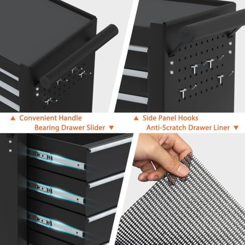 7-drawer rolling tool chest, tool box with 4 on a desk or shelf