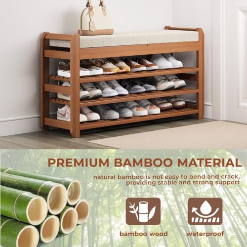 39.4" shoe rack bench with coat rack 3-tier showing dimensions