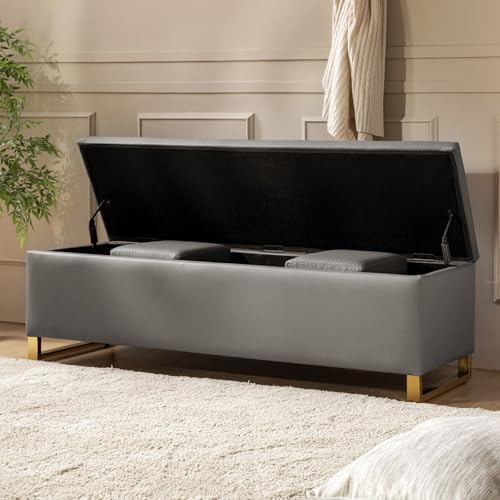60" leather storage bench with throw ottomans, large on a desk or shelf