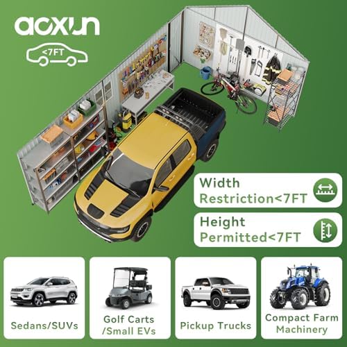 aoxun 12'x20' carport shed outdoor metal storage sheds, side view