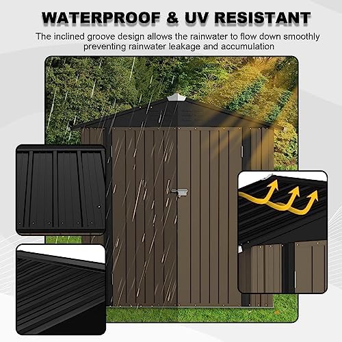 jummico metal outdoor storage shed, 6 x 4, side view