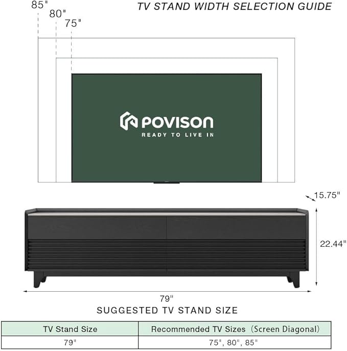 POVISON Fully-Assembled Mid Century Glossy Sintered Stone Tabletop TV Stand - Image 6