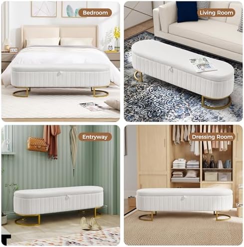 storage ottoman bench, 63" teddy end of bed showing dimensions