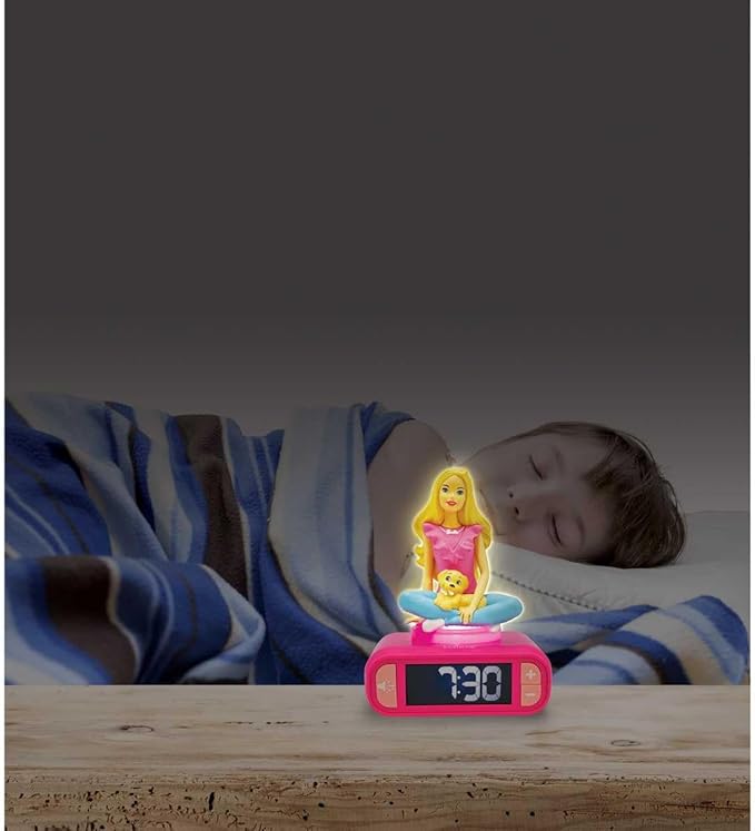 LEXiBOOK, Mattel Barbie, Barbie Nightlight Alarm Clock, Sounds and Melodies - Image 4