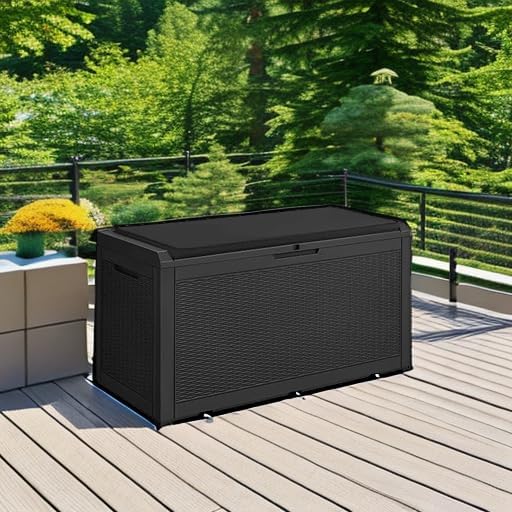 devoko 100 gallon resin waterproof outdoor storage box, side view