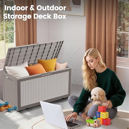 100 gallon storage box, waterproof resin deck box, package contents