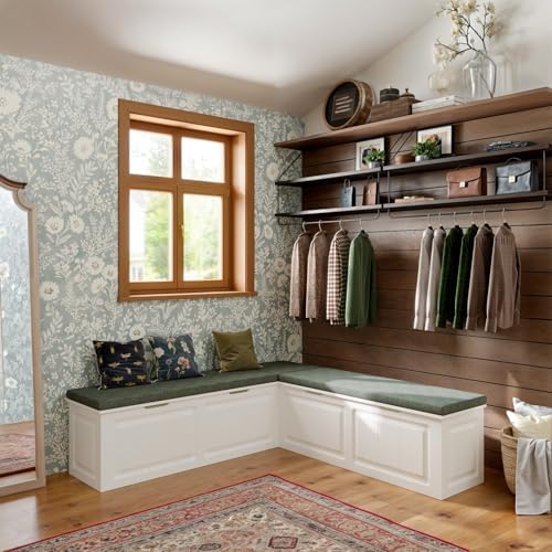 l shape storage bench, kitchen breakfast nook bench, side view