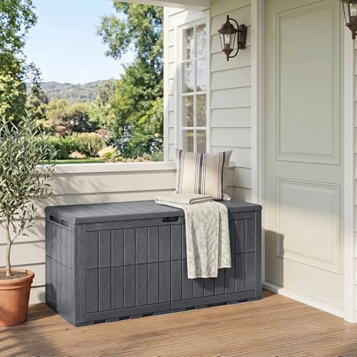 tangkula 120 gallon waterproof outdoor storage box with, view 9