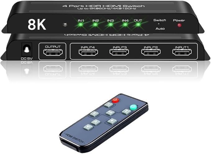 iArkPower 8K HDMI Switch 4 in 1 Out 4K@120Hz HDMI Switcher Support HDR10+ by iArkPower