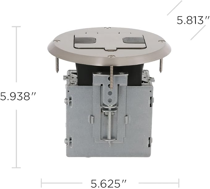 RACO Floor Box Kit 6239ACNI Nickel 15A/125V Duplex Receptacle Outlet - Image 5