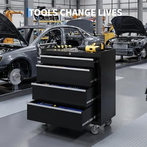 rolling tool chest, 4-drawer tool storage cabinet, tool on a desk or shelf