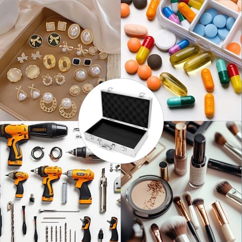 11.8 inch aluminum tool box portable, lockable handle, front angle view