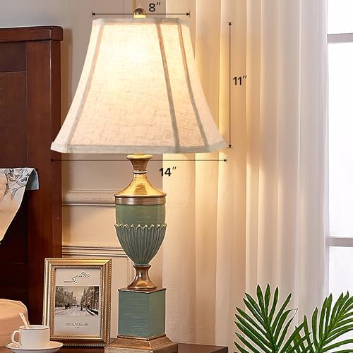 GO&SO Beige Oatmeal Square Lamp Shade for Table Lamps,Floor Lamps 8"x14"x11 | 0.41" Spider,Rectangle Lamp Shades Set of 1,Cut Corner Natural Fabric Shade for Bedroom Lamps Replacement,Fold Easy Assembly