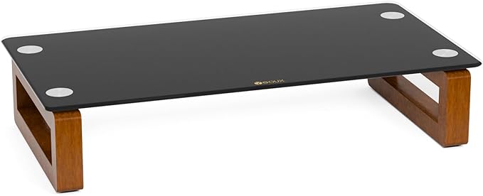 YEOUX Black Glass Computer Monitor Stand Riser by Yeoux