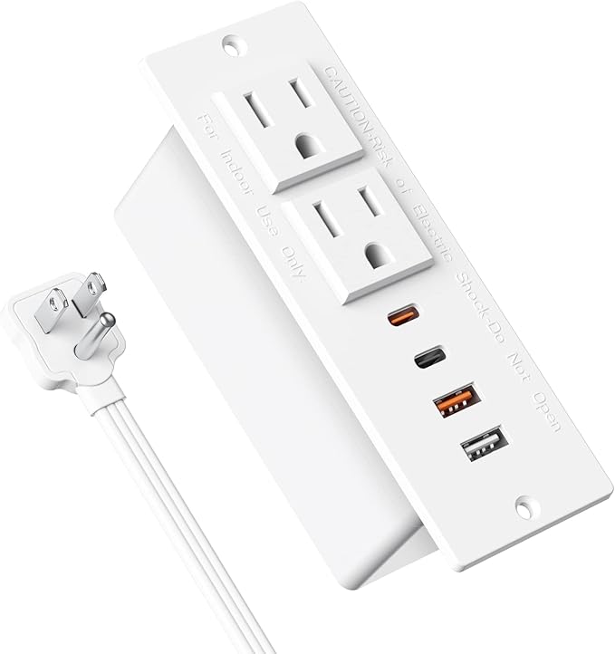 Recessed Power Strip with 30W USB C, Ultra Thin Flat Plug Power Strip, 2 by Jgstkcity
