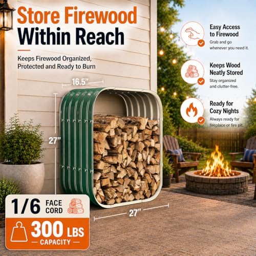 27in firewood rack outdoor indoor, 300lbs capacity,waterproof heavy, close-up detail