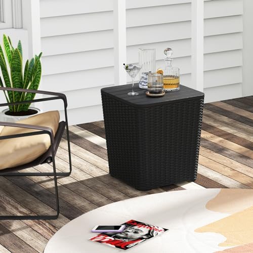 giantex 11.5 gallon deck box, outdoor side table shown in use