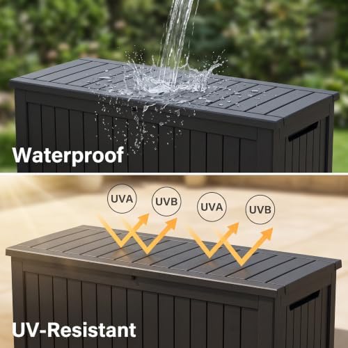 320 gallon outdoor deck box, lockable waterproof outdoor, close-up detail