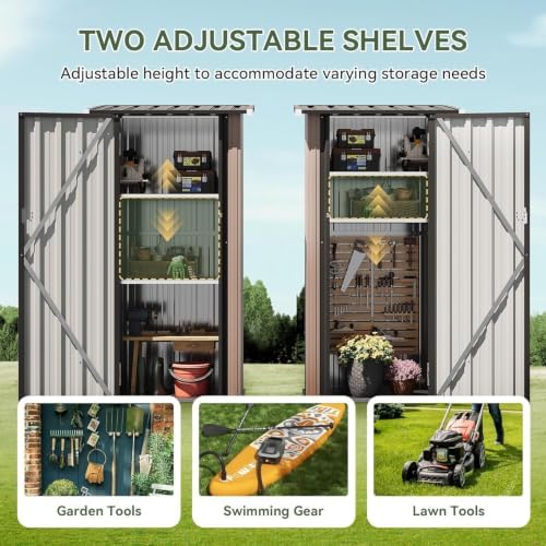 aoxun outdoor storage cabinet shed with floor, small, side view