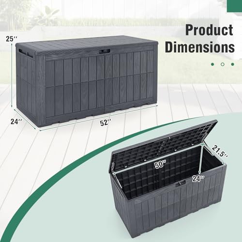 tangkula 120 gallon waterproof outdoor storage box with on a desk or shelf