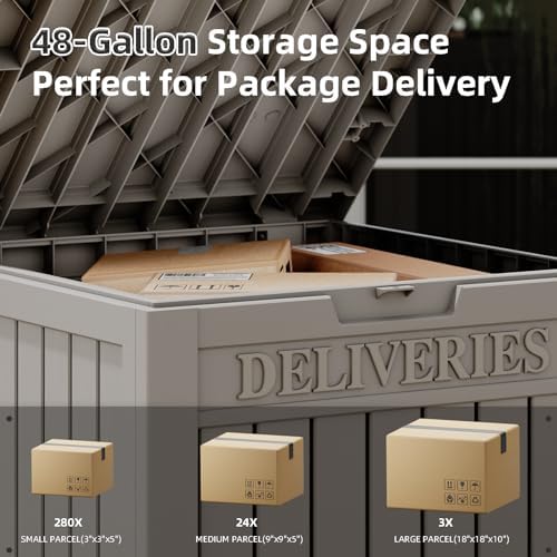 lhbgo package delivery box for outside, 48 gallon, side view