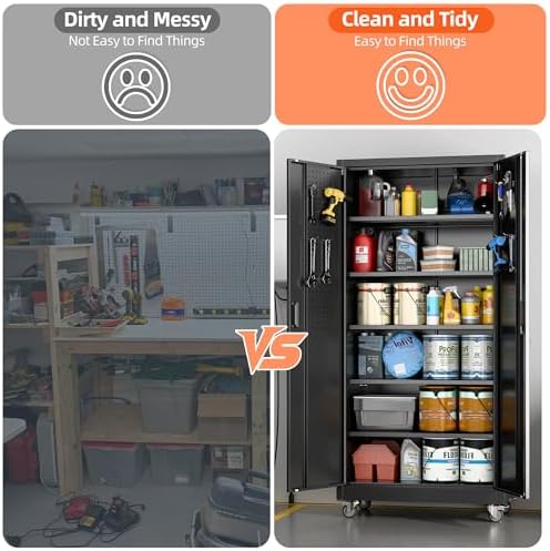 metal garage storage cabinet with wheels and pegboard, package contents