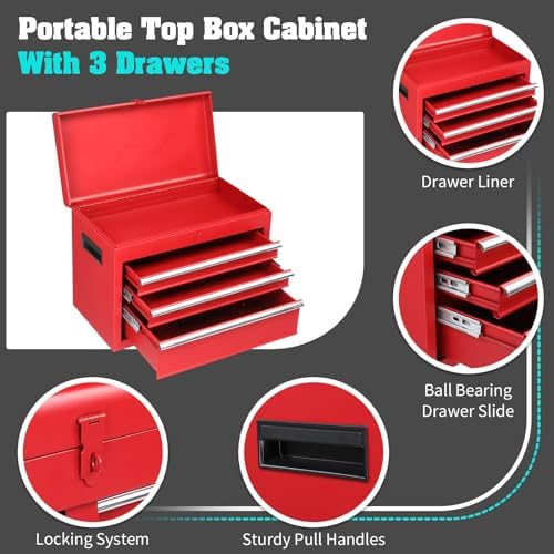 winado 4-drawer rolling tool chest, 2-in-1 large storage showing dimensions