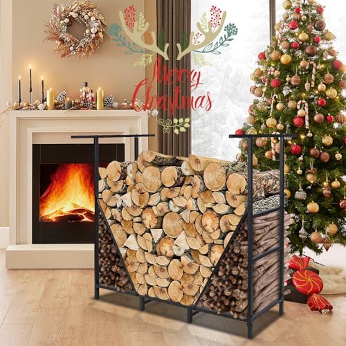 honest outfitters 4ft firewood rack outdoor, adjustable heavy, front angle view