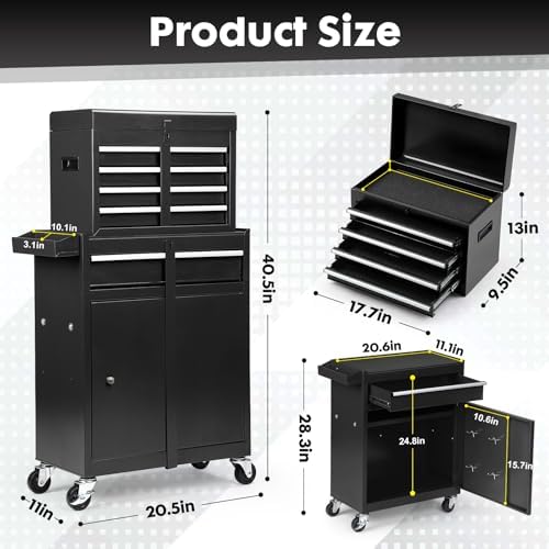 dawmilon 5-drawer rolling tool chest with wheels, close-up detail