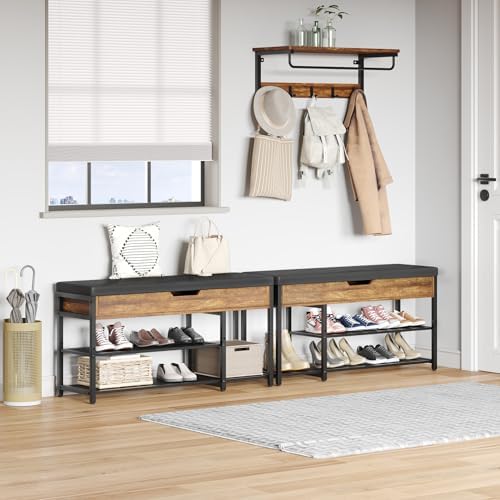 mondeer 37.8'' shoe rack bench with upholstered cushion on a desk or shelf